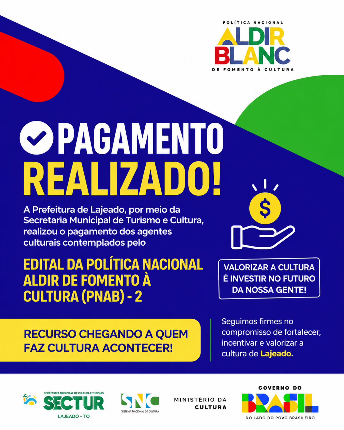 Prefeitura de Lajeado realiza pagamento da PNAB e fortalece a valorização da cultura local